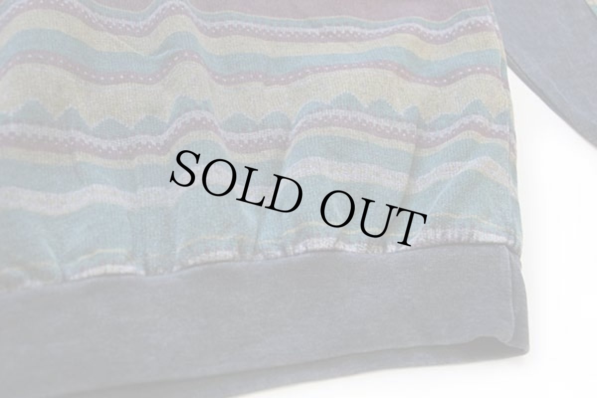 画像5: 90s STEEL&SOFT フォークロア ラグ柄 コットン スウェット L (5)