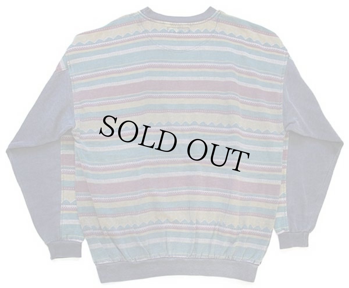 画像2: 90s STEEL&SOFT フォークロア ラグ柄 コットン スウェット L (2)