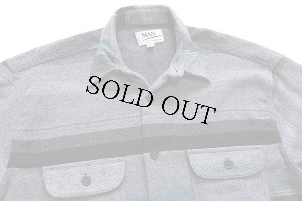 画像3: イタリア製 MAN ラグ柄 ウール混 シャツ M (3)