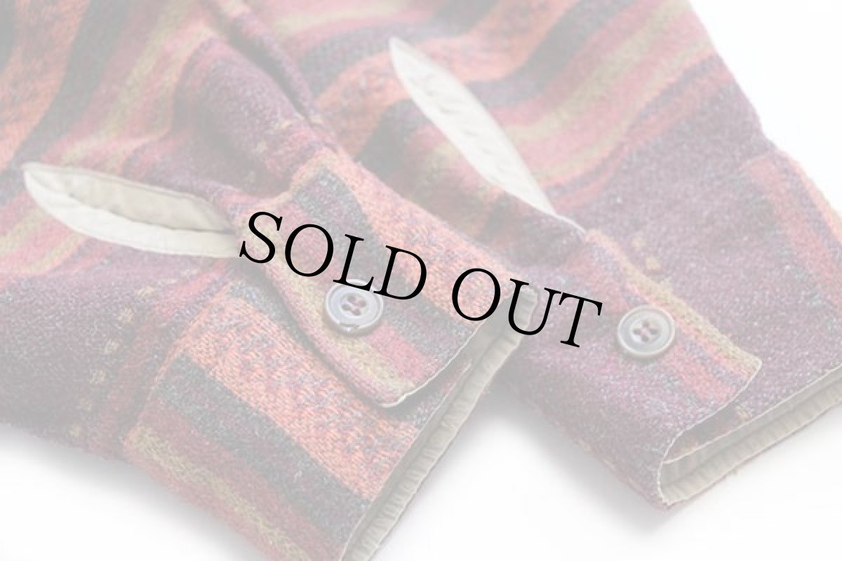 画像6: 90s イタリア製 Marlboro Classics フォークロア ラグ柄 ウール混 シャツ M (6)