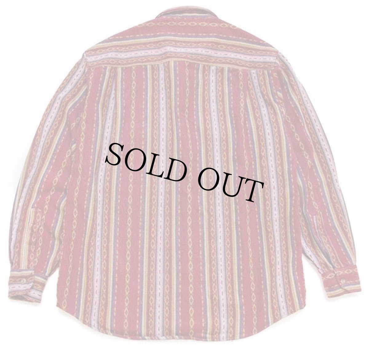 画像2: イタリア製 AZZURRA フォークロア ラグ柄 ウール混 シャツ L (2)