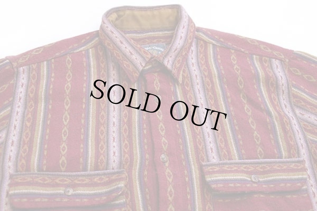 画像3: イタリア製 AZZURRA フォークロア ラグ柄 ウール混 シャツ L (3)