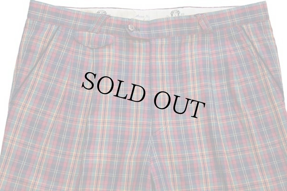 画像4: MASTERS GOLF FASHION BY BRAX ロゴ刺繍 タータンチェック ツータック スラックス パンツ w41 (4)