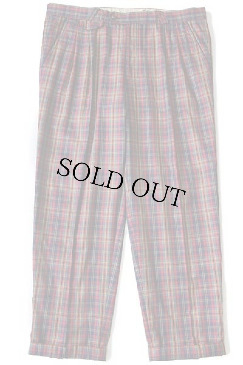 画像2: MASTERS GOLF FASHION BY BRAX ロゴ刺繍 タータンチェック ツータック スラックス パンツ w41 (2)