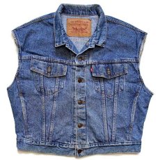 画像1: 90s USA製 Levi'sリーバイス 70598 デカパッチ カットオフ デニムベスト 4ポケット M (1)