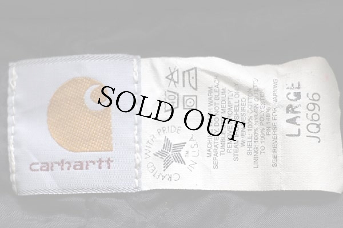 画像4: 80s USA製 carharttカーハート キルティングライナー ダック地 アクティブジャケット パーカー 青緑 ボーイズL (4)