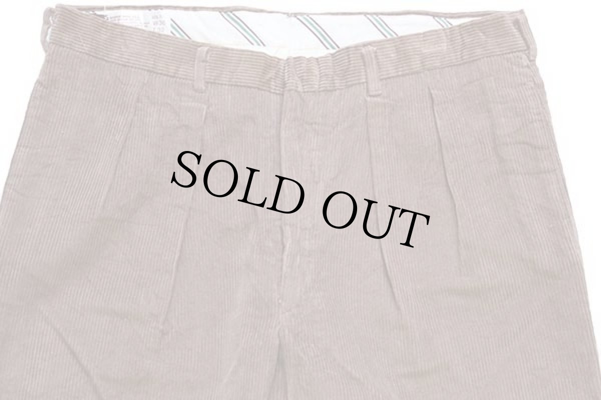 画像4: 90s USA製 OAKTON ツータック 太畝 コーデュロイパンツ 茶 w36 (4)