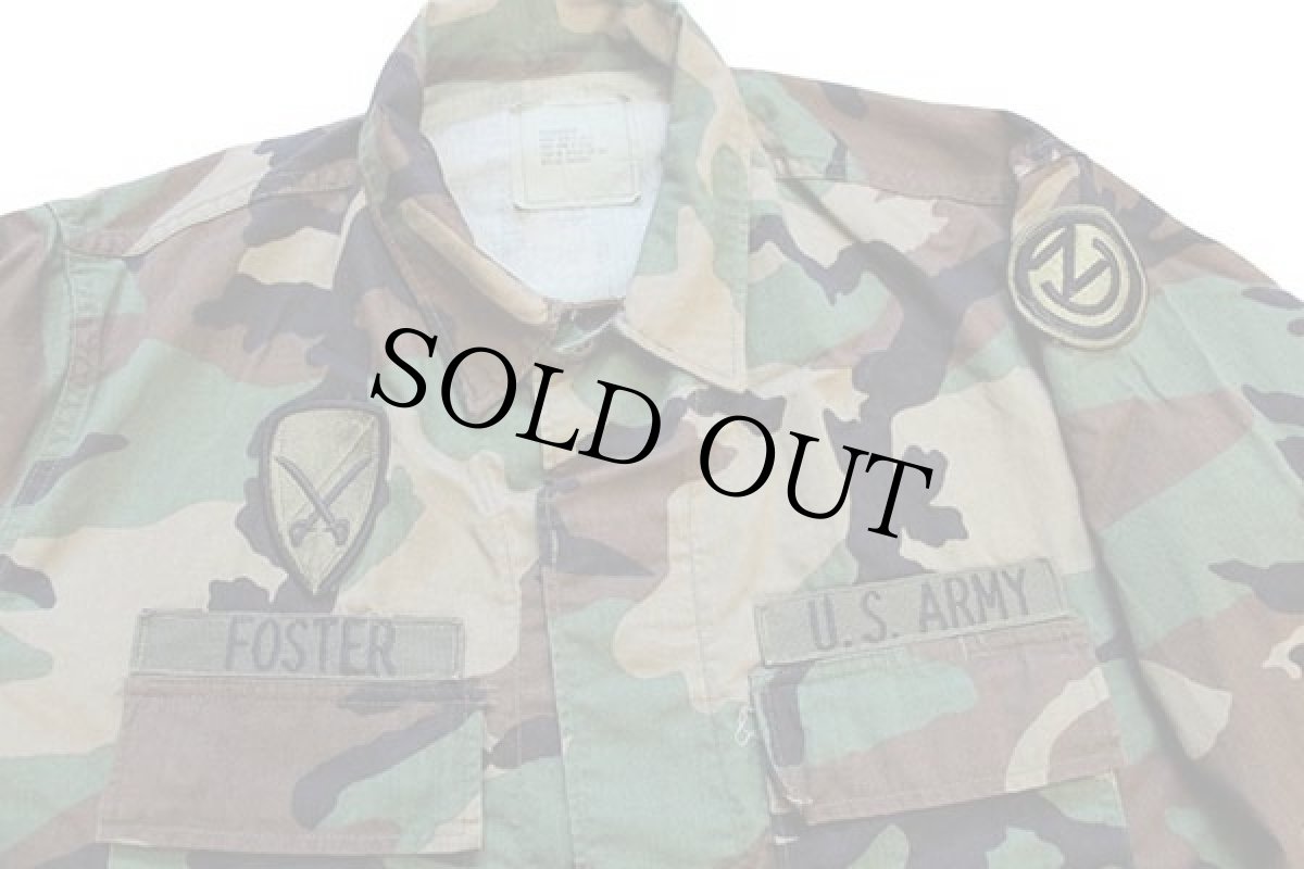 画像3: 80s 米軍 U.S.ARMY パッチ付き ウッドランドカモ BDU ジャケット M-R (3)