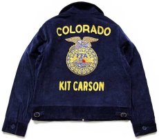 画像1: FFA COLORADO チェーン刺繍&パッチ付き コーデュロイ ファーマーズジャケット 紺 103-34 (1)