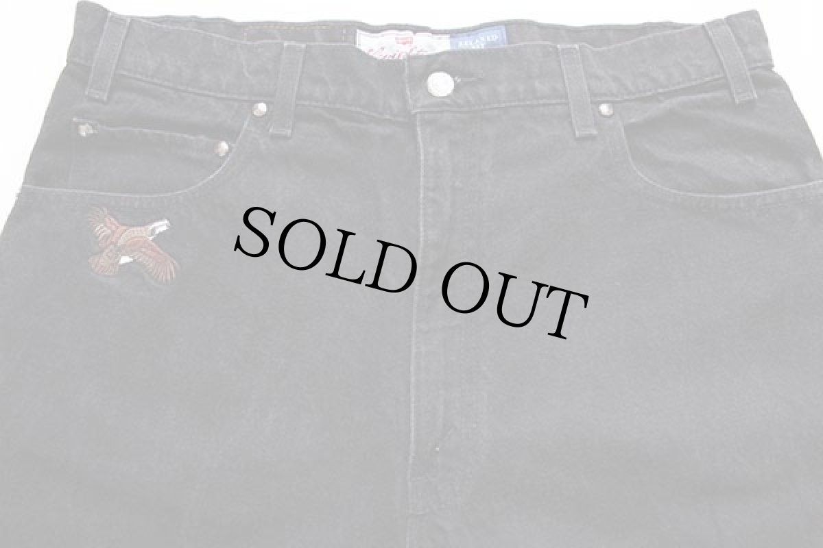 画像4: 90s メキシコ製 Levi'sリーバイス SIGNATURE 540 バード 刺繍 ブラック デニムパンツ w36 (4)