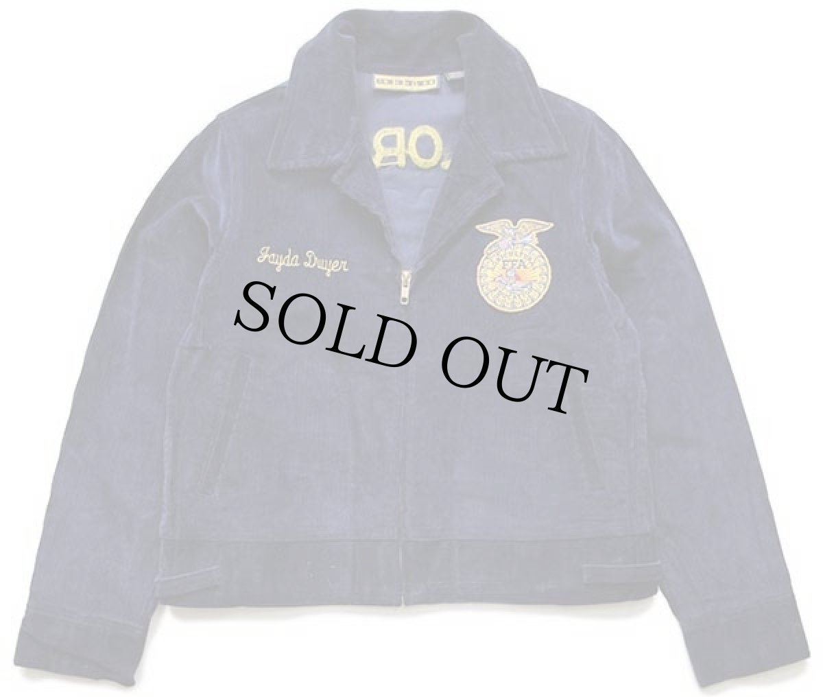 画像2: FFA COLORADO チェーン刺繍&パッチ付き コーデュロイ ファーマーズジャケット 紺 103-34 (2)