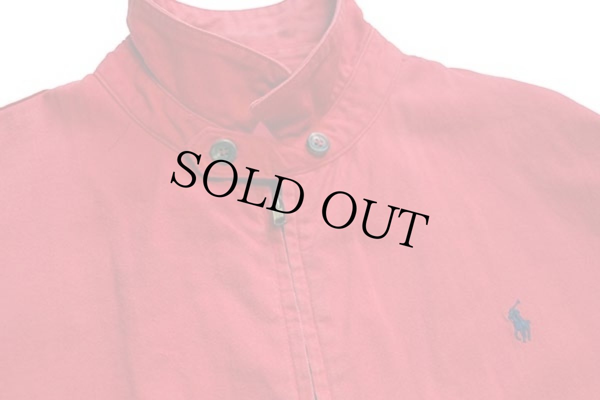 画像3: 80s USA製 ポロ ラルフローレン ワンポイント チンスト付き コットンジャケット 赤 L (3)