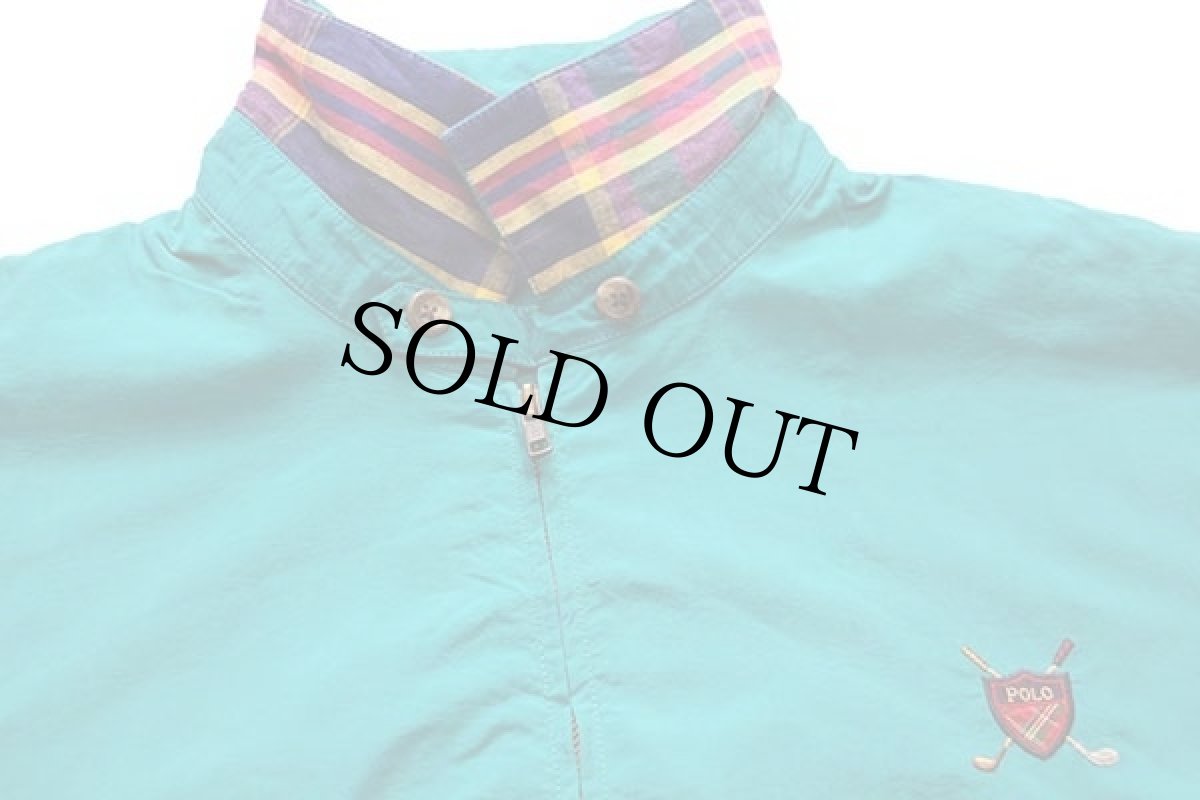 画像3: 90s ポロ ラルフローレン ワンポイント チンスト付き ナイロンジャケット エメラルドグリーン XL (3)