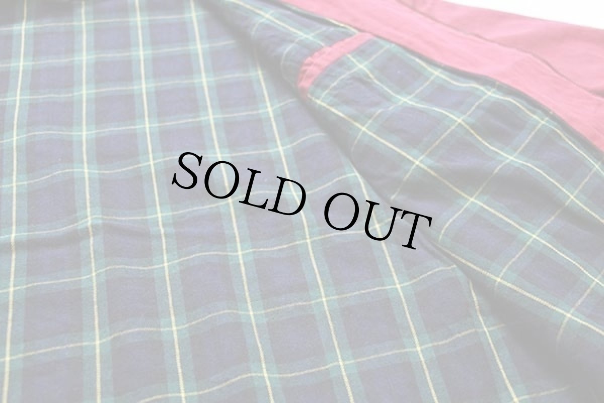 画像5: 90s ポロ ラルフローレン ワンポイント チンスト付き タータンチェックライナー コットンジャケット 濃赤 フェード L (5)