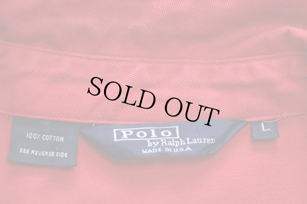 画像4: 80s USA製 ポロ ラルフローレン ワンポイント チンスト付き コットンジャケット 赤 L (4)