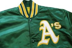 画像3: 90s USA製 STARTERスターター MLB Oakland Athletics キルティングライナー ナイロンスタジャン 緑 M (3)