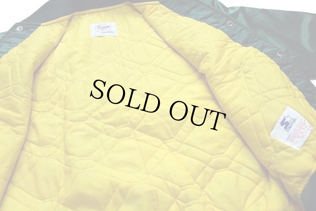 画像5: 90s USA製 STARTERスターター MLB Oakland Athletics キルティングライナー ナイロンスタジャン 緑 M (5)