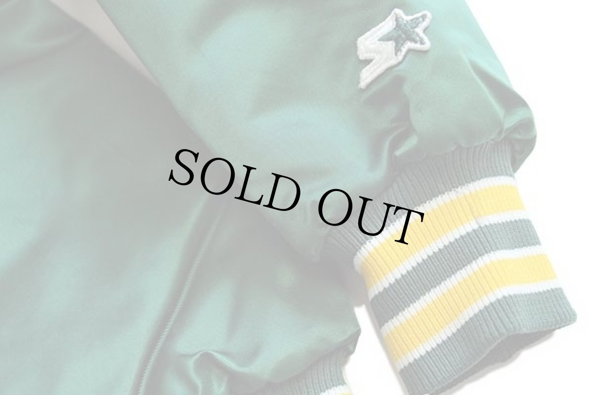 画像7: 90s USA製 STARTERスターター MLB Oakland Athletics キルティングライナー ナイロンスタジャン 緑 M (7)