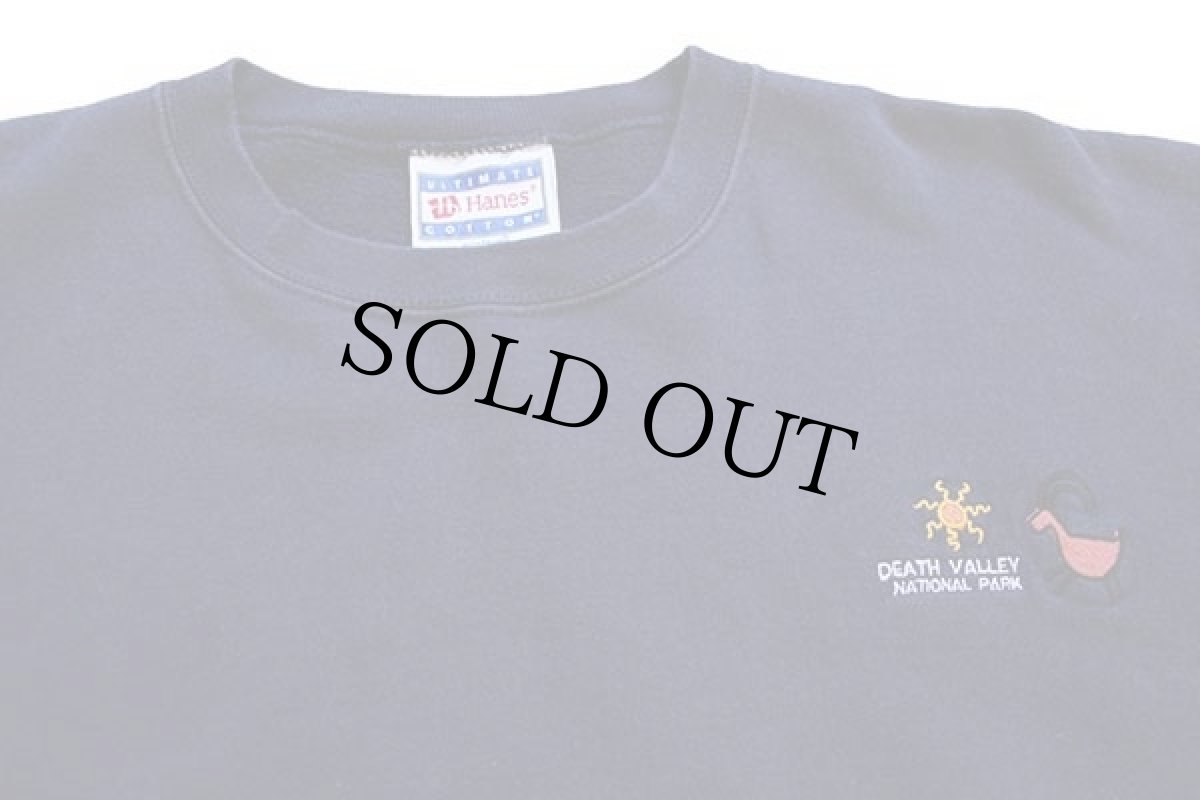 画像3: 90s メキシコ製 Hanes DEATH VALLEY NATIONAL PARK 刺繍 スウェット 紺 XL★国立公園 (3)