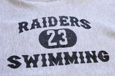 画像5: 80s USA製 Championチャンピオン RAIDERS 23 SWIMMING 三段中抜き ひび割れプリント リバースウィーブ スウェットパーカー 杢グレー M (5)