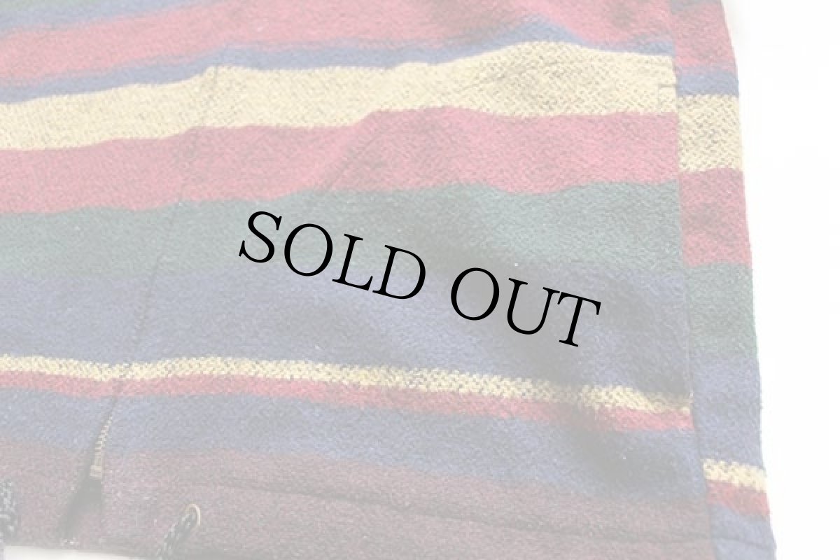 画像5: 80s USA製 UNKNOWN ランダムボーダー ウール ラグパーカー M (5)