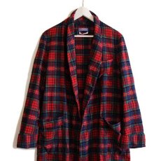 画像1: 70s USA製 PENDLETONペンドルトン AUTHENTIC MACPHERSON RED TARTAN タータンチェック ショールカラー ウールガウン S (1)