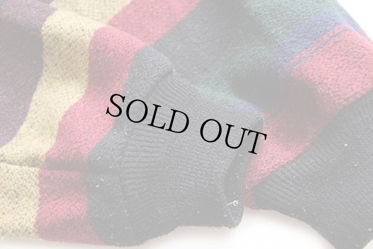 画像6: 80s USA製 UNKNOWN ランダムボーダー ウール ラグパーカー M (6)