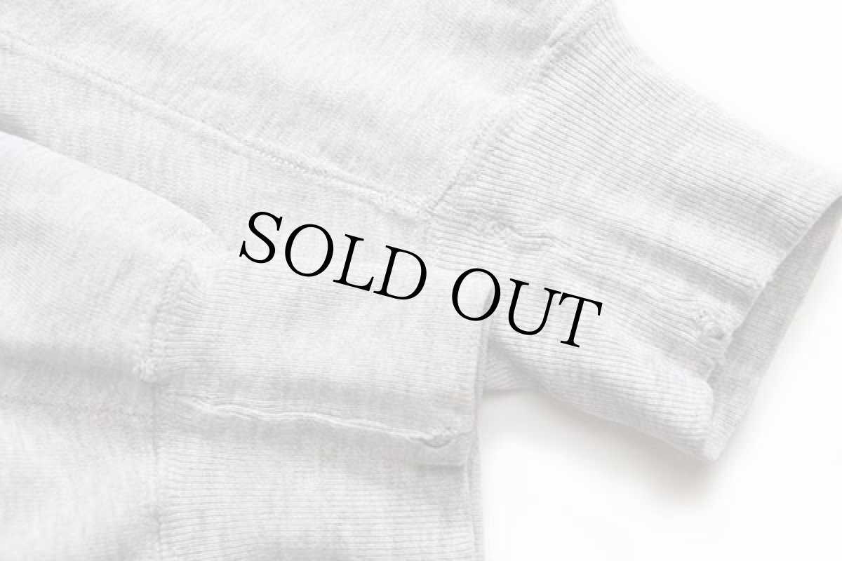 画像8: 80s USA製 Championチャンピオン RAIDERS 23 SWIMMING 三段中抜き ひび割れプリント リバースウィーブ スウェットパーカー 杢グレー M (8)