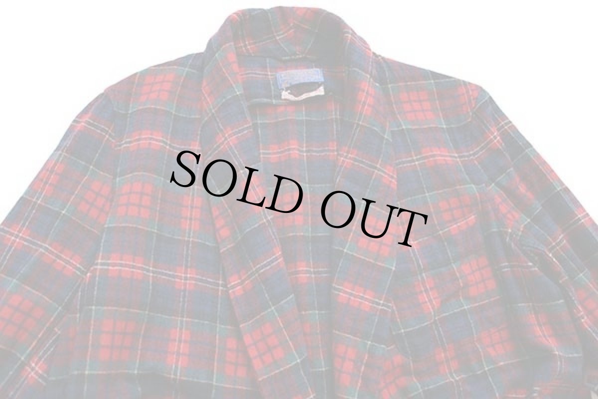 画像4: 70s USA製 PENDLETONペンドルトン AUTHENTIC MACPHERSON RED TARTAN タータンチェック ショールカラー ウールガウン S (4)