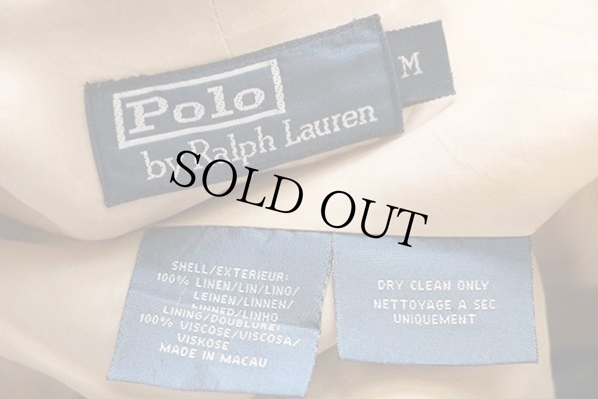 画像4: ポロ ラルフローレン 3つボタン リネン テーラードジャケット ベージュ M (4)