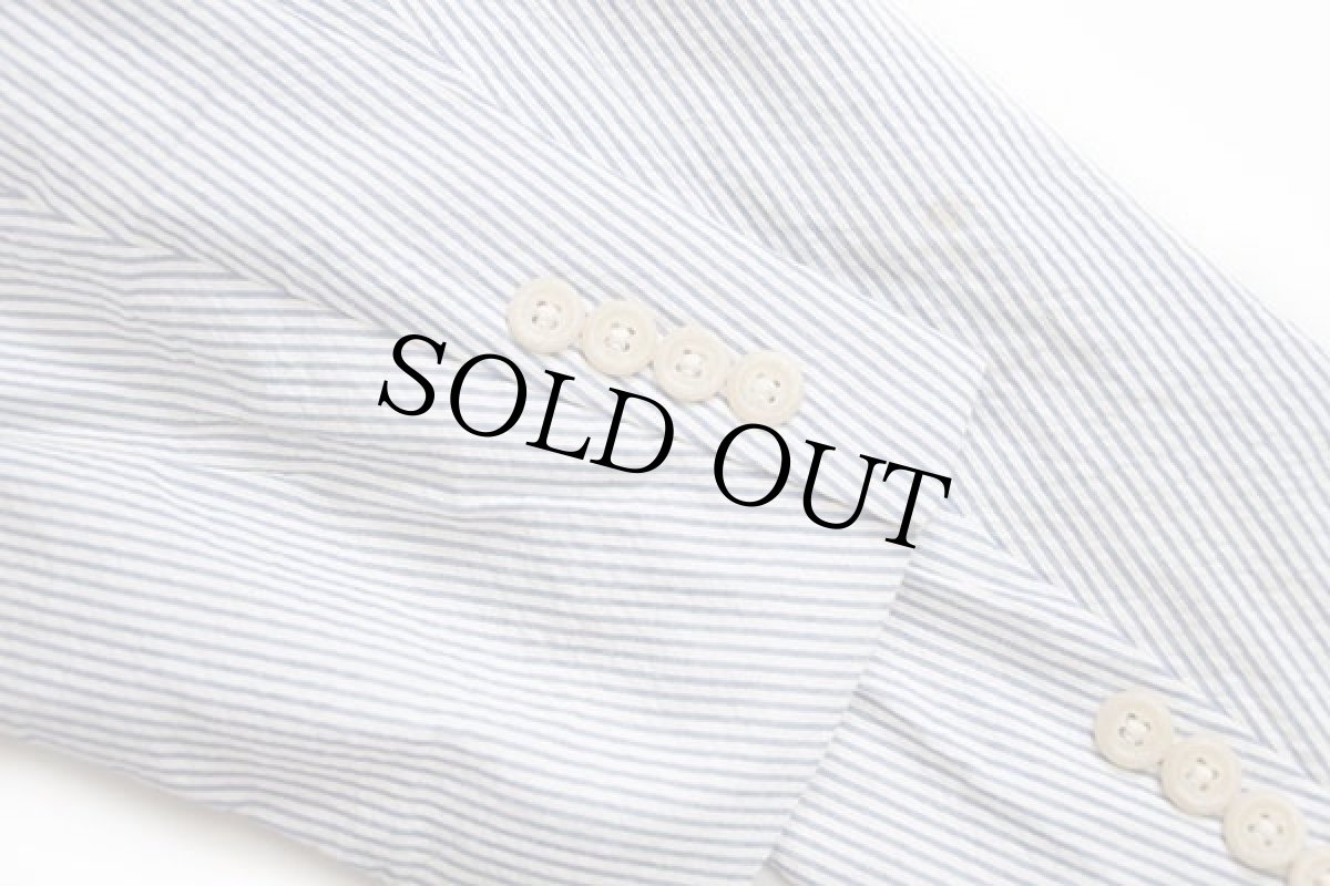 画像6: 90s ポロ ラルフローレン 3つボタン ストライプ コットン シアサッカー テーラードジャケット サックス×ホワイト L (6)