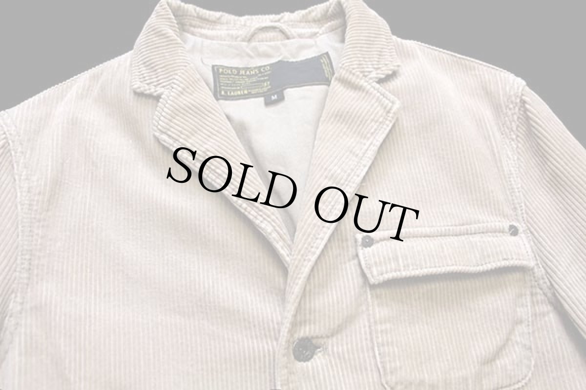 画像3: 00s POLO JEANSポロ ジーンズ ラルフローレン 3つボタン 太畝 コーデュロイ テーラードジャケット ベージュ M (3)