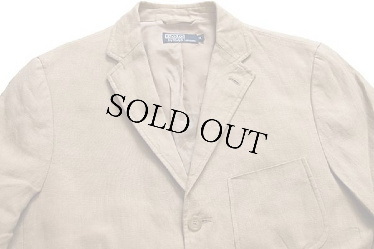 画像3: ポロ ラルフローレン 3つボタン リネン テーラードジャケット ベージュ M (3)