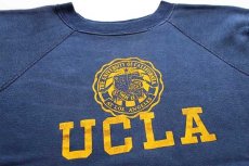 画像3: 60s Collegiate Pacific UCLA フロッキープリント コットン スウェット 紺 M (3)