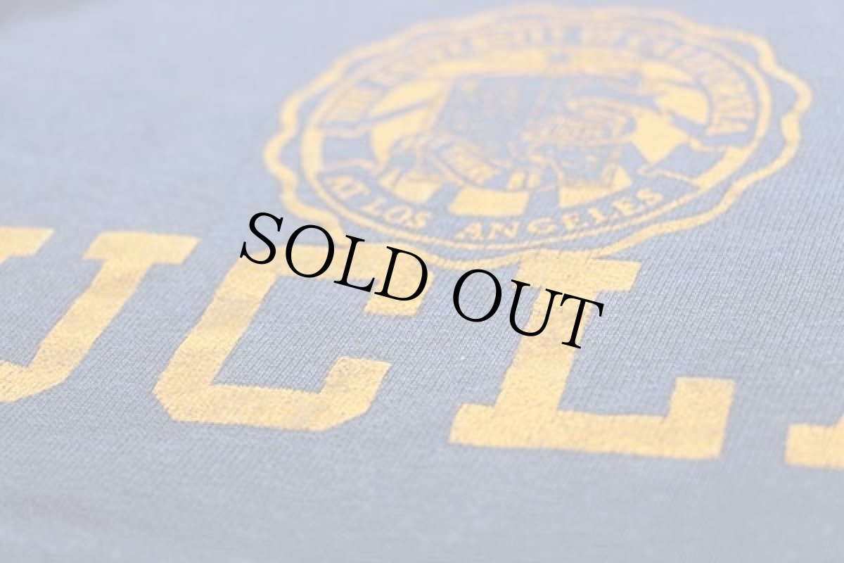 画像4: 60s Collegiate Pacific UCLA フロッキープリント コットン スウェット 紺 M (4)