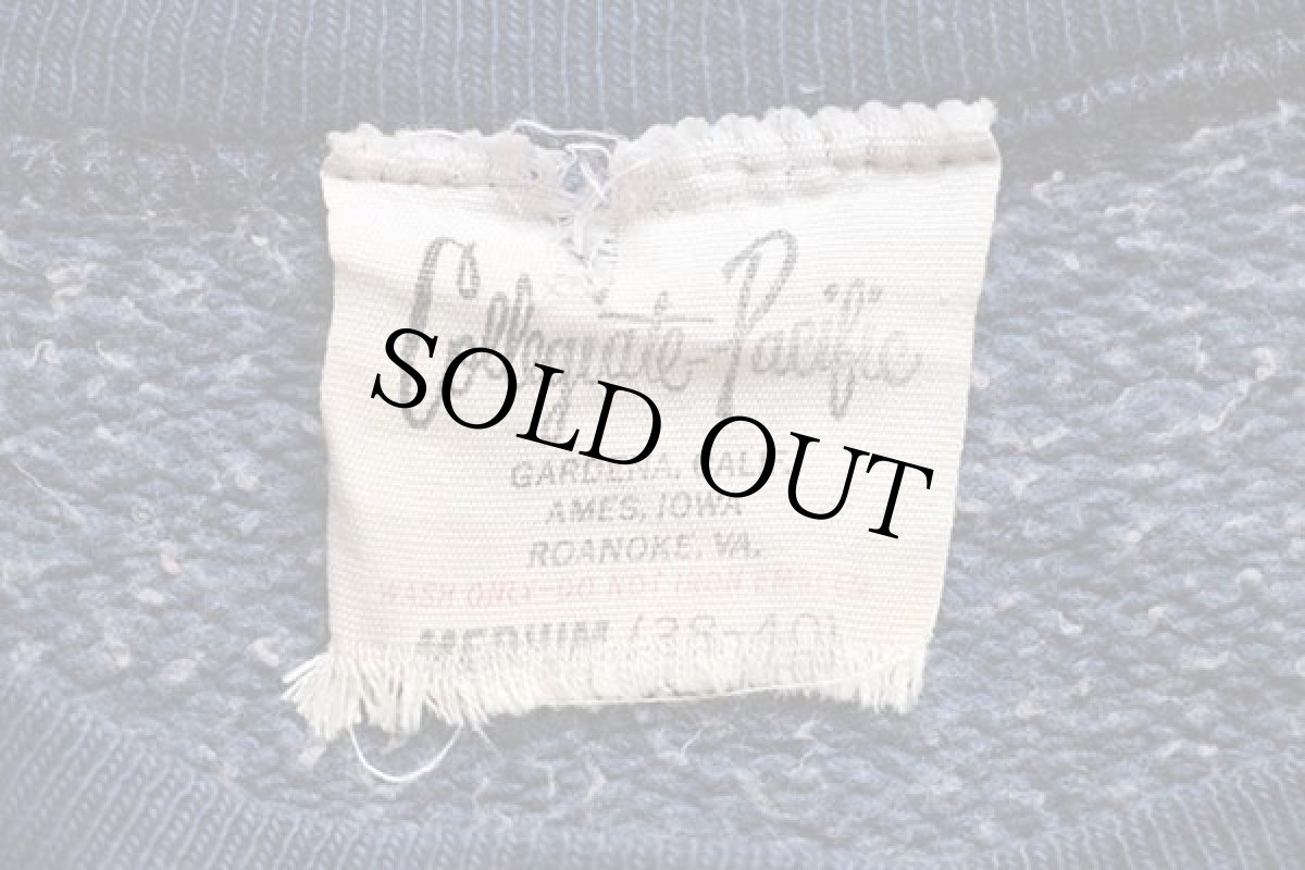 画像5: 60s Collegiate Pacific UCLA フロッキープリント コットン スウェット 紺 M (5)