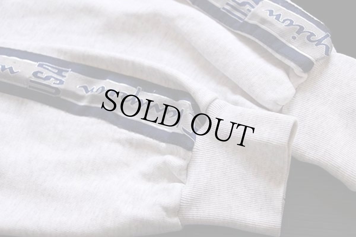 画像6: 90s Championチャンピオン スクリプト ロゴ刺繍&テープ スウェット ジップパーカー 杢ライトグレー M (6)