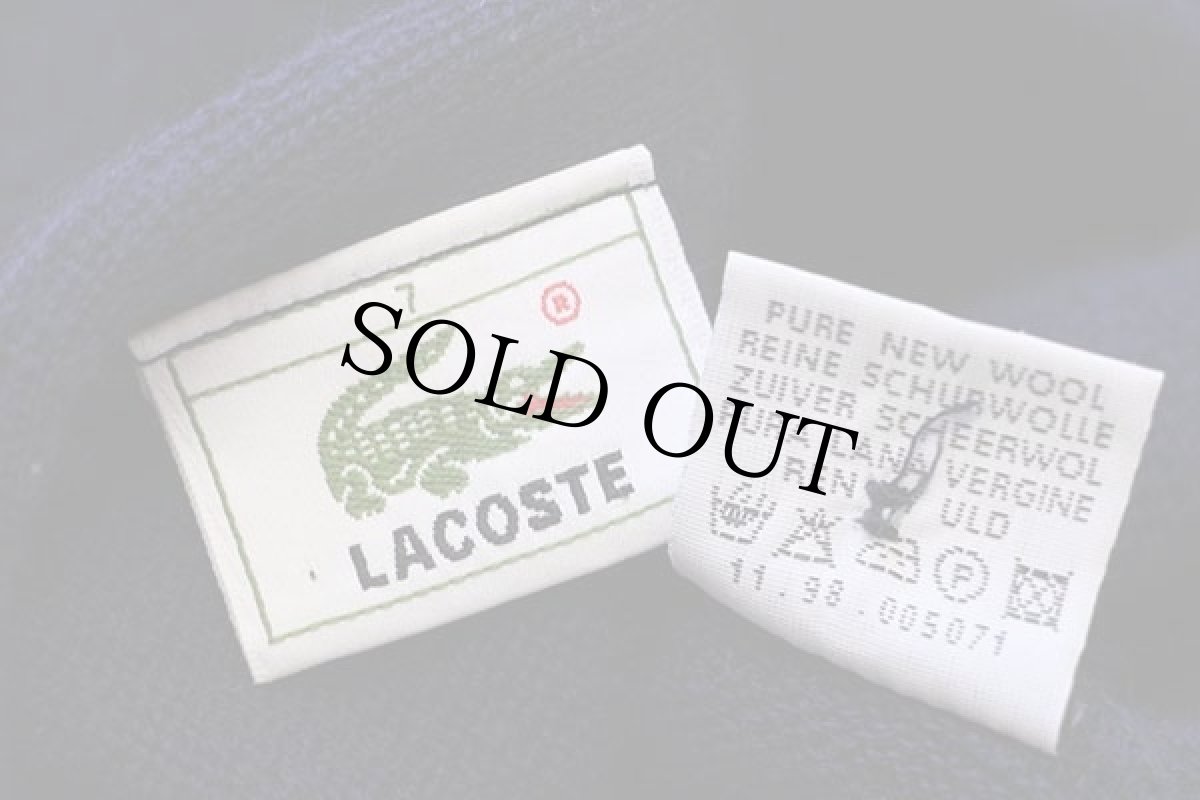 画像4: 90s LACOSTEラコステ ワンポイント ウールニット カーディガン 紺 7 (4)