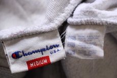 画像4: 90s Championチャンピオン スクリプト ロゴ刺繍&テープ スウェット ジップパーカー 杢ライトグレー M (4)