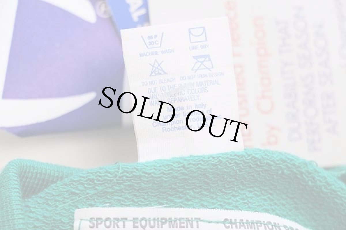 画像5: デッドストック★80s イタリア製 Championチャンピオン スクリプト ビッグロゴ 前V スウェット 緑 L (5)