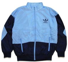 画像1: 80s adidasアディダス トレフォイル ロゴ ツートン 切り替え エルボーパッチ付き ナイロンジャケット L (1)