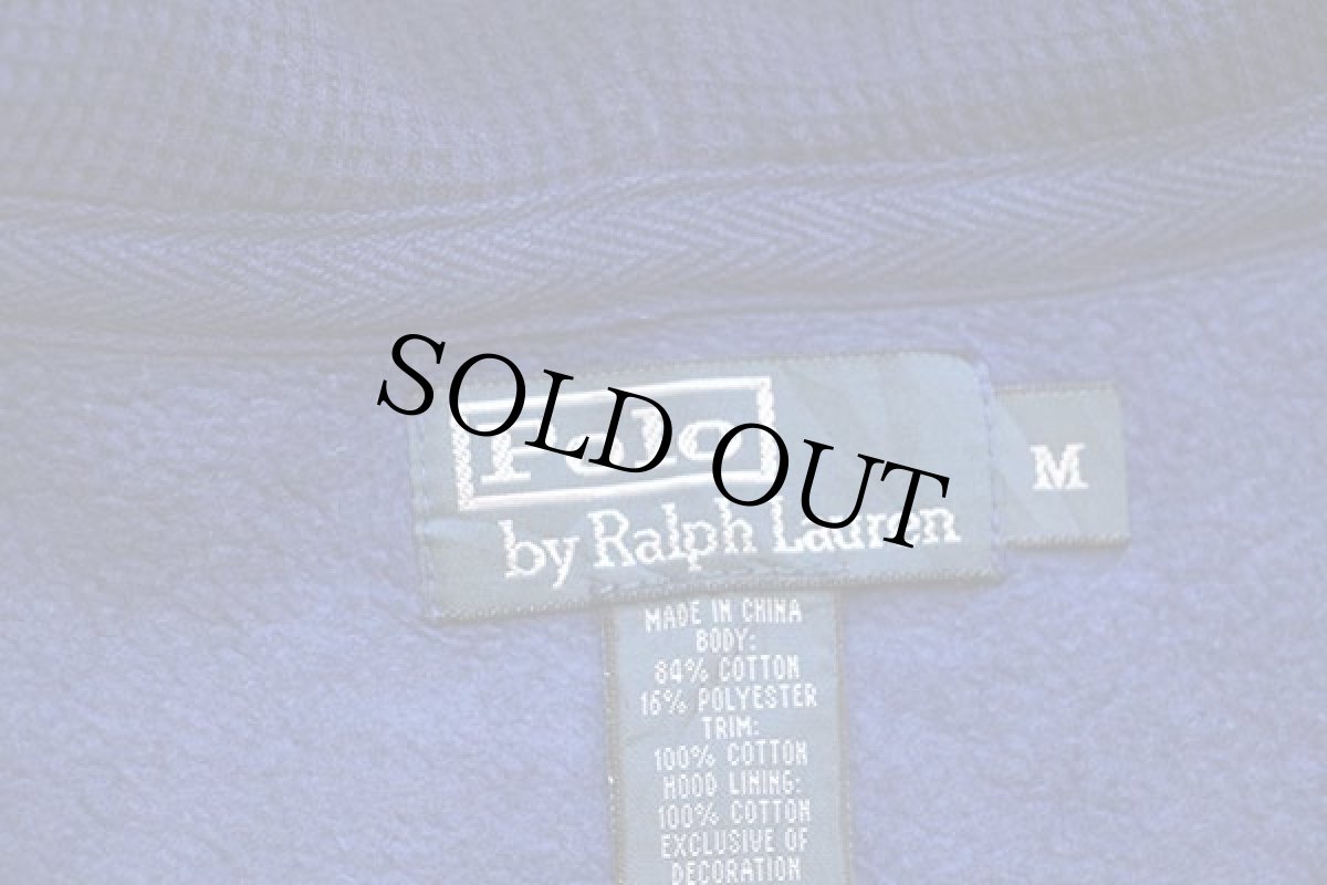 画像4: ポロ ラルフローレン ワンポイント フード裏サーマル スウェット ジップパーカー 青 M (4)