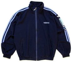 画像1: 90s スペイン製 adidasアディダス ONE WORLD ロゴ ハイネック トラックジャケット 紺 168★ジャージ (1)