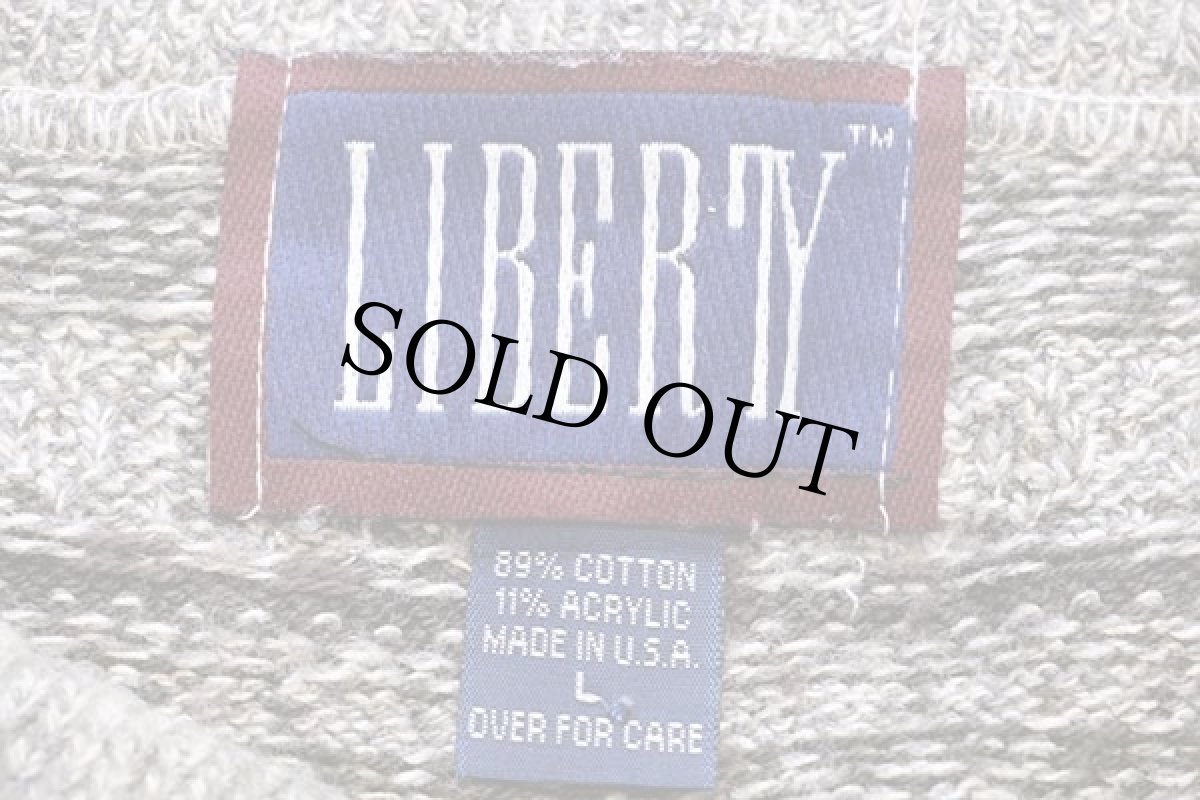 画像4: 90s USA製 LIBERTY ヘンリーネック コットン×アクリルニット セーター L (4)