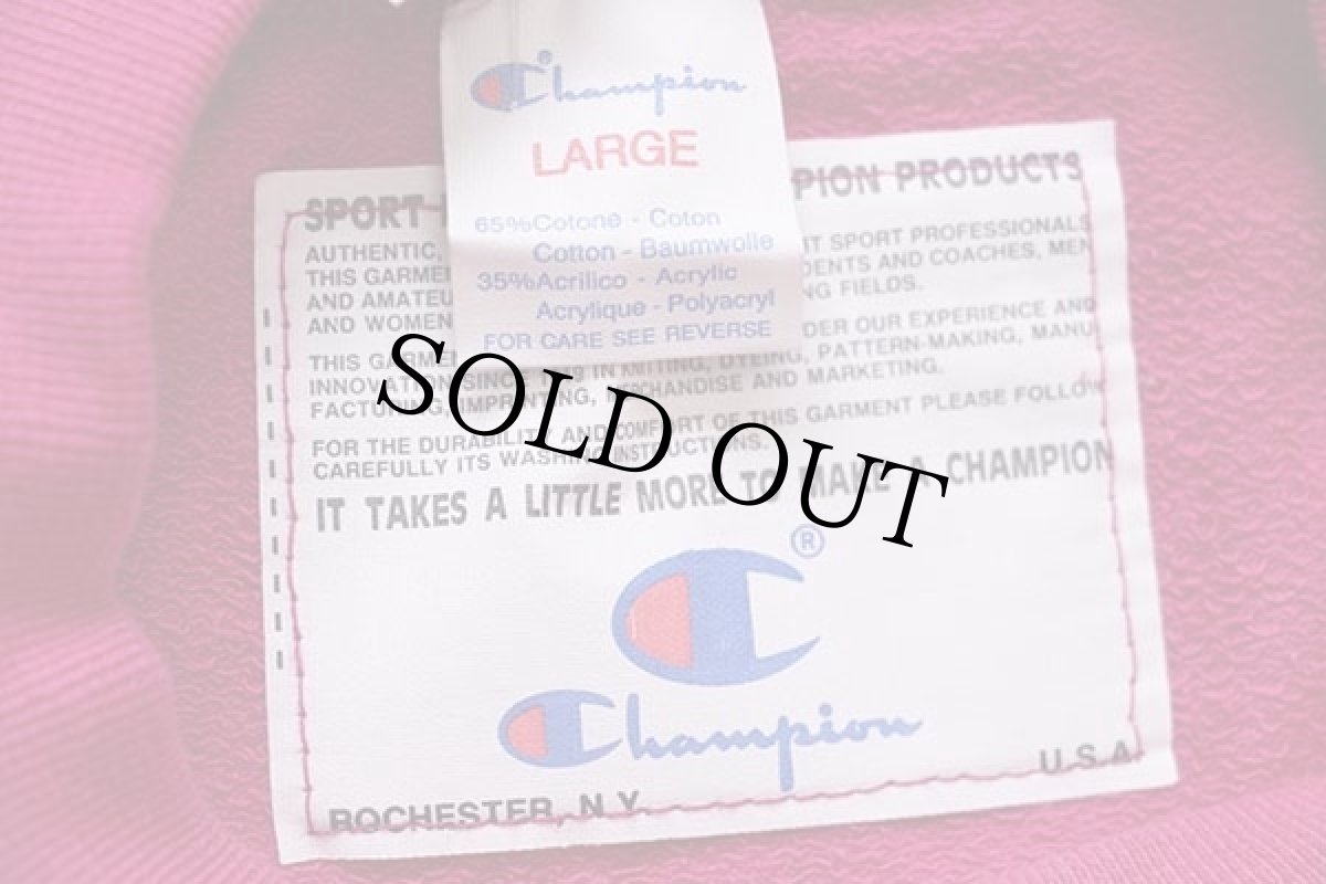 画像4: デッドストック★80s イタリア製 Championチャンピオン スクリプト ビッグロゴ 前V スウェット ピンク L (4)
