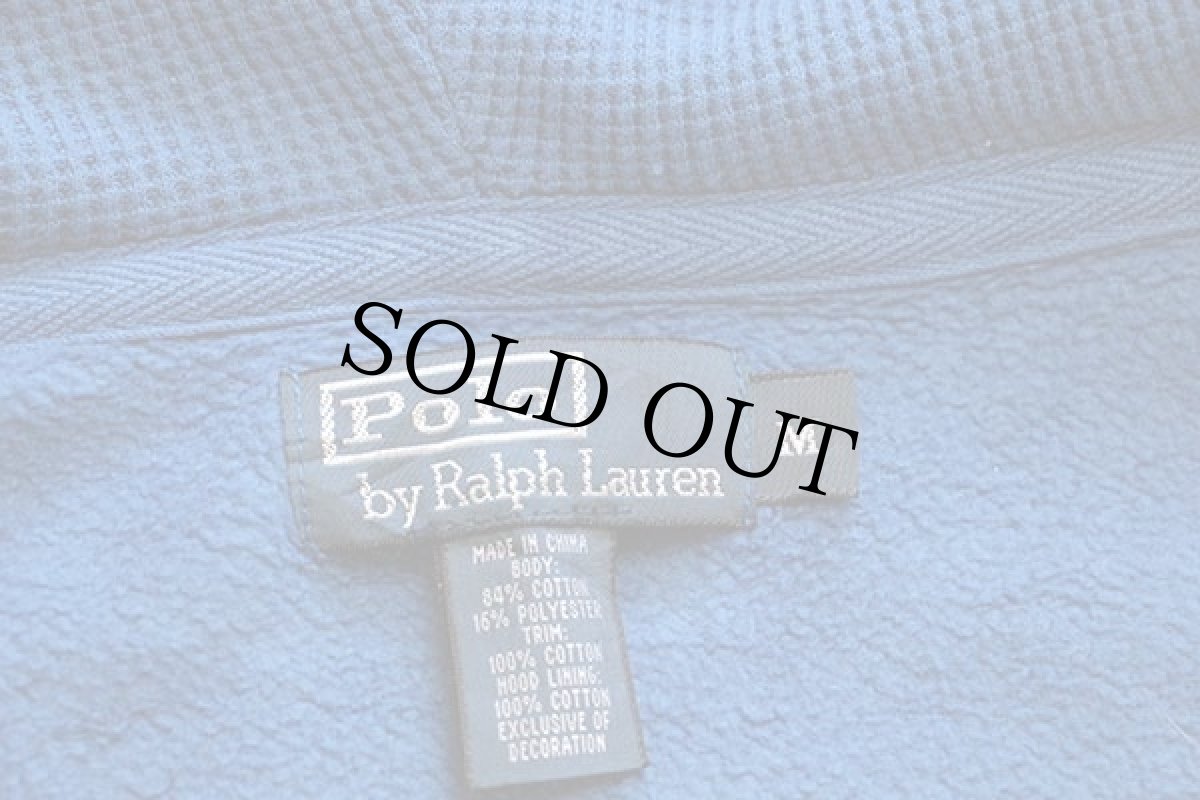 画像4: ポロ ラルフローレン ワンポイント フード裏サーマル スウェット ジップパーカー 薄青 M (4)