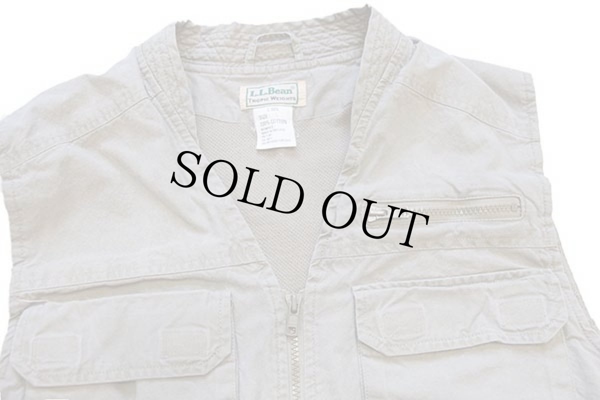 画像3: 90s L.L.Bean TROPIC WEIGHTS コットン サファリベスト グレーベージュ W-L★カメラマン (3)