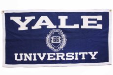 画像2: 80s USA製 Collegiate Pacific YALE UNIVERSITY フロッキープリント フェルト ペナント 紺×白 (2)