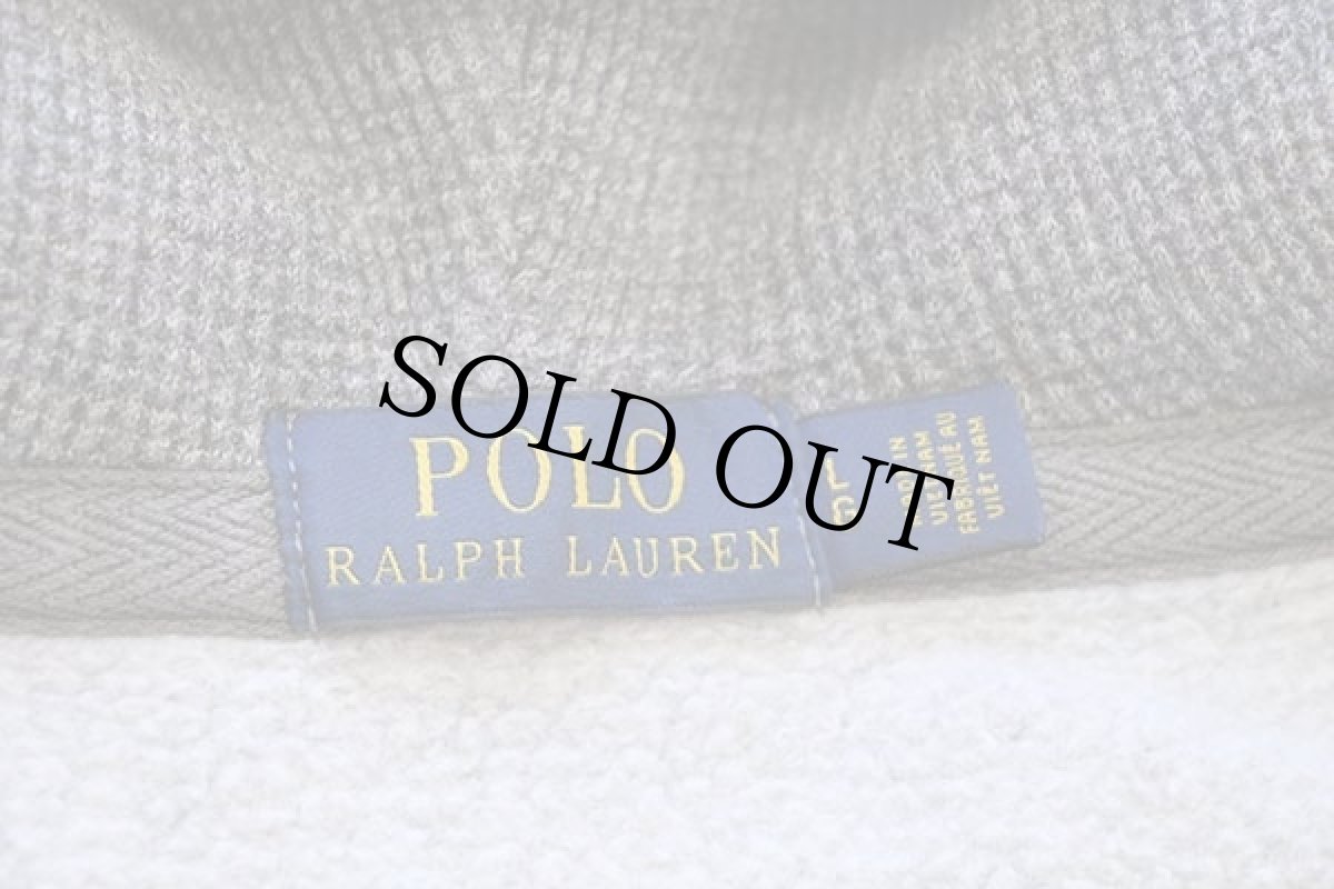 画像4: ポロ ラルフローレン ワンポイント フード裏サーマル スウェット ジップパーカー ごま塩 L (4)