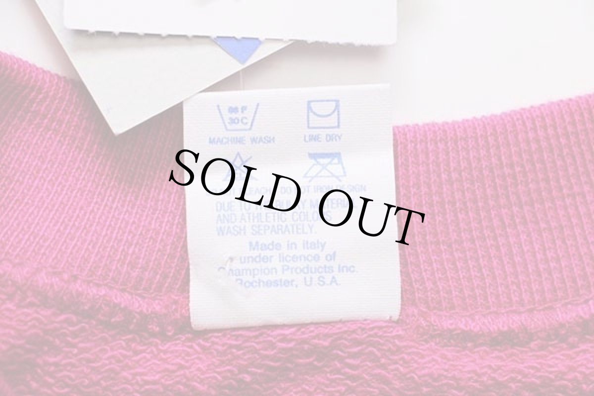 画像5: デッドストック★80s イタリア製 Championチャンピオン スクリプト ビッグロゴ 前V スウェット ピンク L (5)